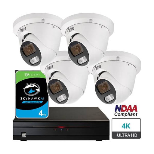 IDIS CCTV Kit, 8 Channel Network Recorder 4 x 5MP Turret Cameras, IDIS-LITE-CAM-NVR-KIT-2