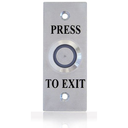 Smart Press to Exit Red Illuminated LED Flush Button Switch on Stainless Steel Architrave, WES1911R