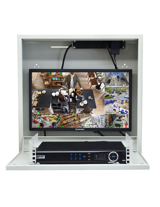 Slimline Vertical Wall Mount Security Cabinet and Monitor Bundle, SECCAB+LCDFL24G+HDMIBMTF