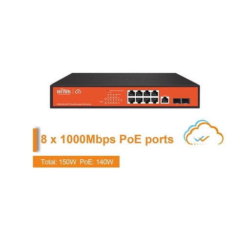 Wi-Tek Cloud L2 Managed 8 Port Giga + 2 X SFP Full Giga PoE Switch, WI-PCMS310GF-Wi-Tek-CTC Communications
