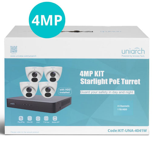 Uniarch CCTV Kit, 4MP, 4 Channel,UNA-4041W-CTC Communications