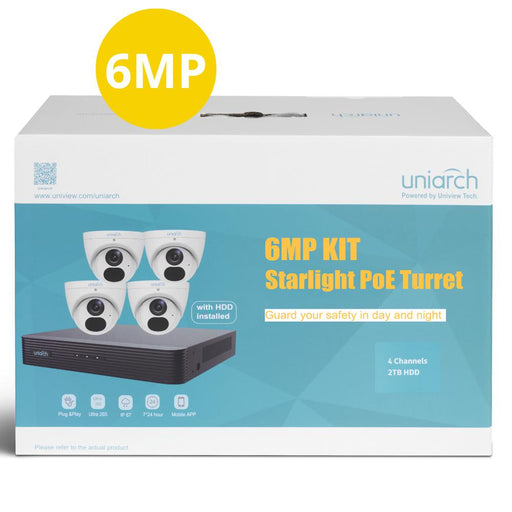 Uniarch 4Ch kit with 4 x 6MP Starlight Turret (in a kit box), Kit-UNA-4062W-CCTV Kit-Uniarch-CTC Communications