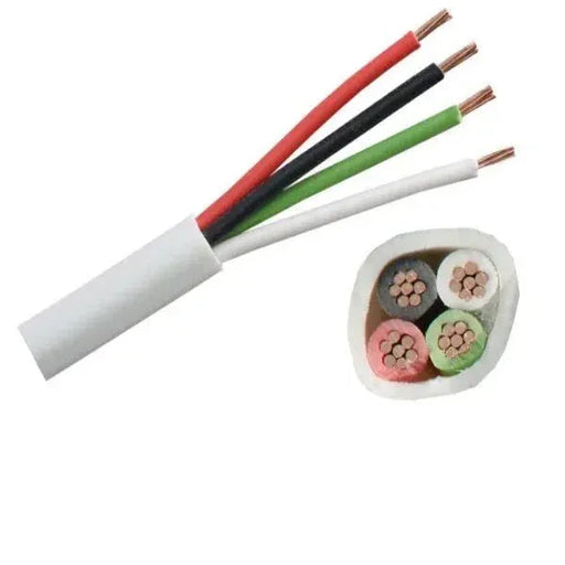 Colorful wire cable with a close-up inset showing cross-section details on a white background