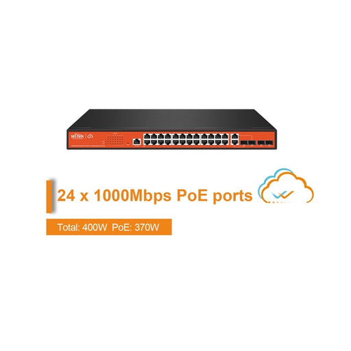Wi-Tek 24GE+2Combo SFP+2SFP Full Giga Cloud L2 Managed 24 Port PoE Switch, WI-PCMS328GF-Wi-Tek-CTC Communications