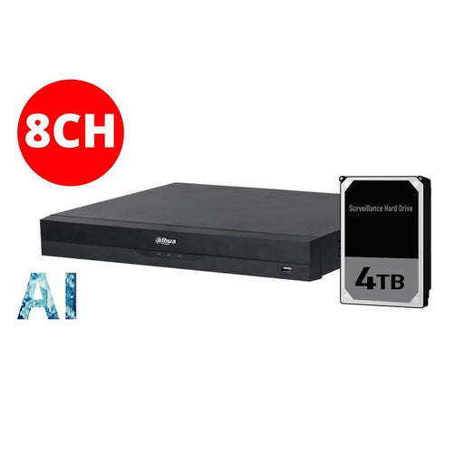 Dahua 8ch NVR with 4TB installed, DHI-NVR4208-8P-AI/ANZ-4TB-Network Video Recorder-Dahua-CTC Communications