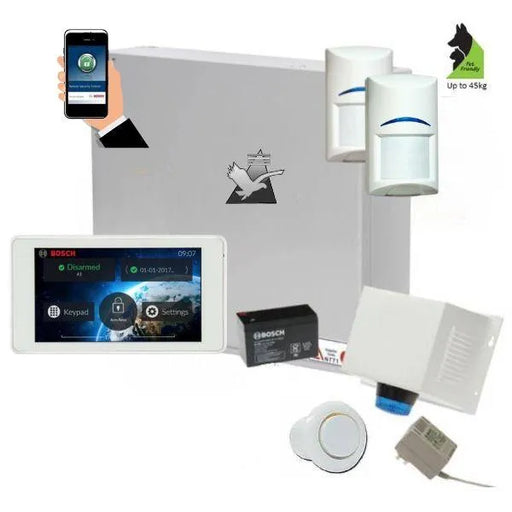 Bosch Solution 2000 Security Alarm System with 2 x Tritech Detectors+ 5" Touch Screen Cod