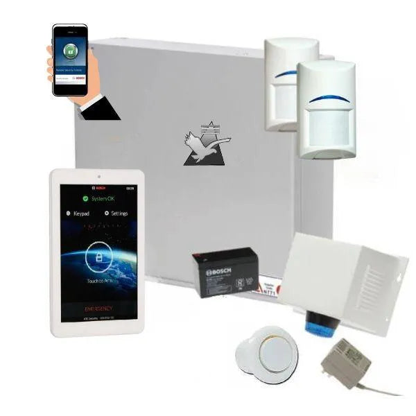 Bosch Solution 2000 Security Alarm System with 2 x Quad Detectors+ 7" Touch Screen Code pad + IP Module