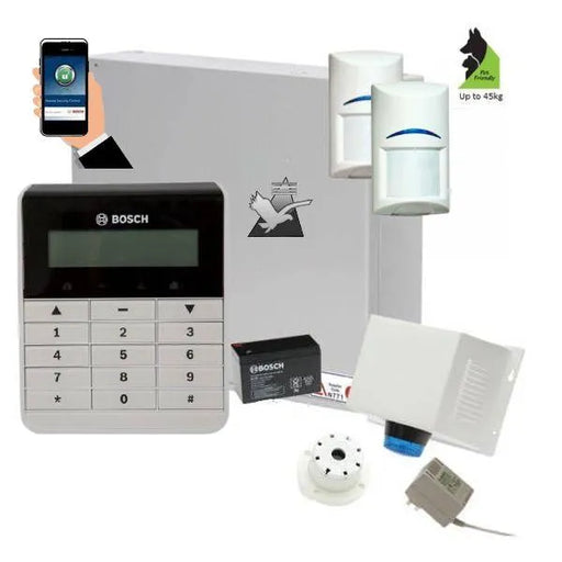 Bosch Solution 2000 Security Alarm System with 2 x Tritech Detectors Text Code pad+IP Module