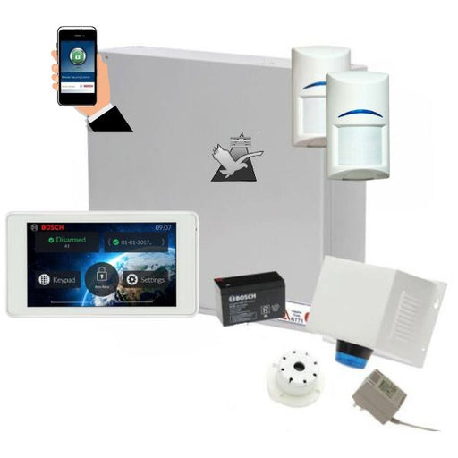 Bosch Solution 2000 Alarm System with 2 x Quad Detectors+ 5" Touch Screen Code pad+ IP Module
