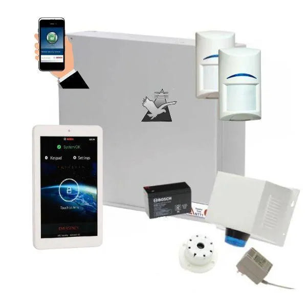 Bosch Solution 2000 Security Alarm System with 2 x Quad Detectors+ 7" Touch Screen Code pad + IP Module