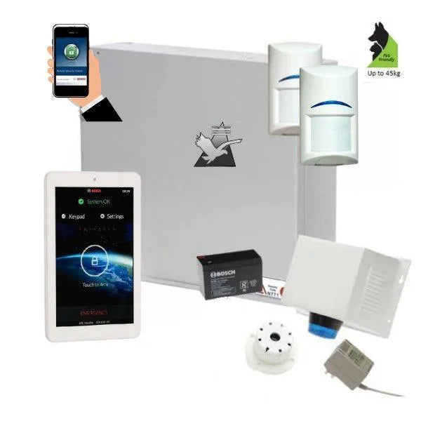 Bosch Solution 2000 Security Alarm System with 2 x Gen 2 Tritech Detectors+ 7" Touch Screen Code pad+ IP Module