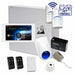Bosch pet alarm security kit with a white control panel, white sensors, a black battery, and accessories on a white background, featuring a 'PET FRIENDLY' badge.