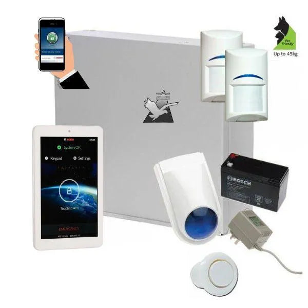 Bosch Solution 2000 Security Alarm System with 2 x Gen 2 Tritech Detectors+ 7" Touch Screen Code pad+ IP Module