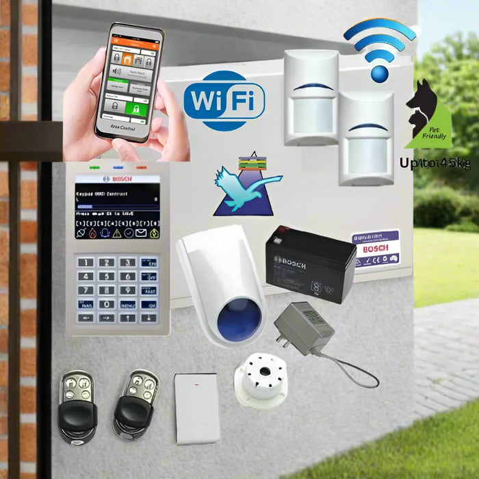Bosch Solution 6000 Alarm System Wi-Fi Kit, 2 x Wireless Tritech Detectors+ Stainless Steel Remotes