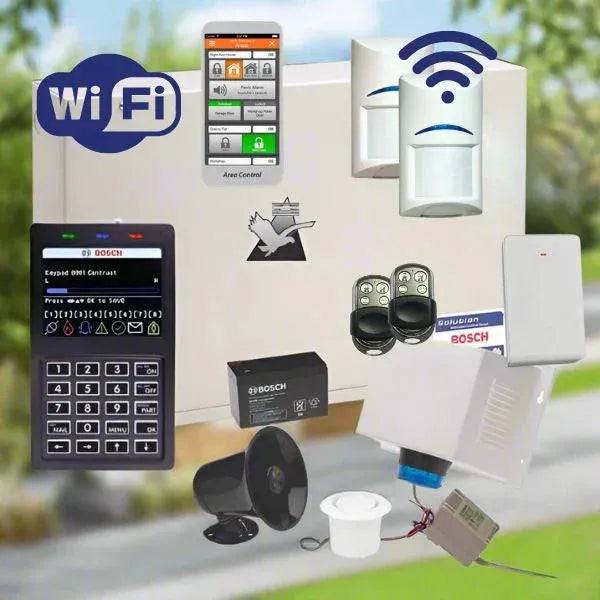 Bosch Solution 6000 Alarm System Wi-Fi Kit, 2 x Wireless Tritech Detectors+ Stainless Steel Remotes
