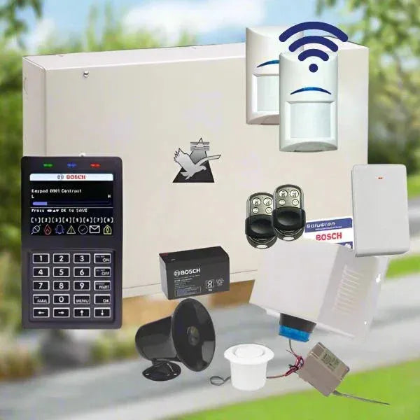 Bosch Solution 6000 Alarm System, 2 x Wireless Detectors, Stainless Steel Remote Controls