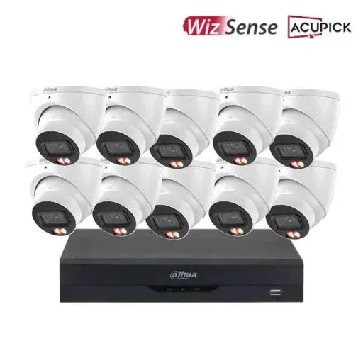 Dahua 8MP 4K CCTV Kit 16 CH NVR, 10 x Smart Dual Light Turret Cameras, Fixed Lens