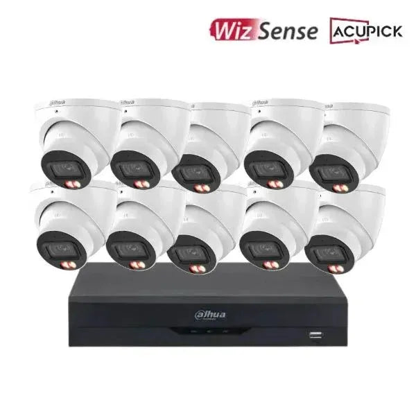 Dahua 8MP 4K CCTV Kit 16 CH NVR, 10 x Smart Dual Light Turret Cameras, Fixed Lens