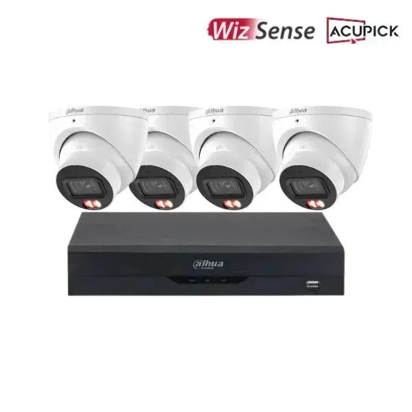 Dahua 8MP 4K CCTV Kit 8 CH NVR, 4 x Smart Dual Light Turret Cameras, Fixed Lens