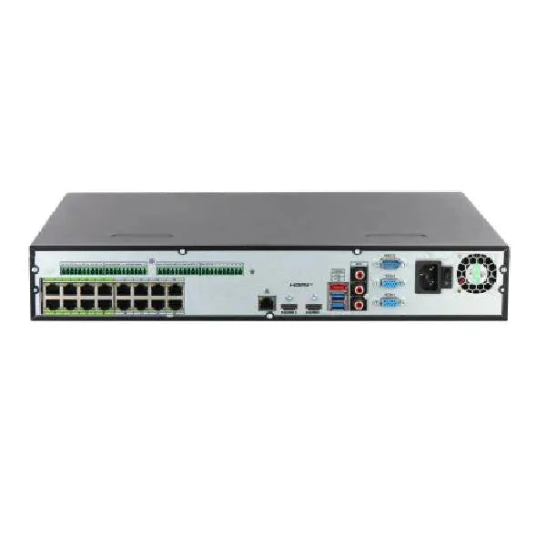 Network switch with multiple ports and connectors on a white background