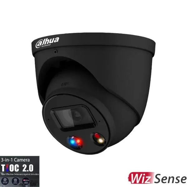 Dahua 6MP TIOC 2.0 Active Deterrence Turret Fixed Camera, DH-IPC-HDW3649H-AS-PV-ANZ-BLK