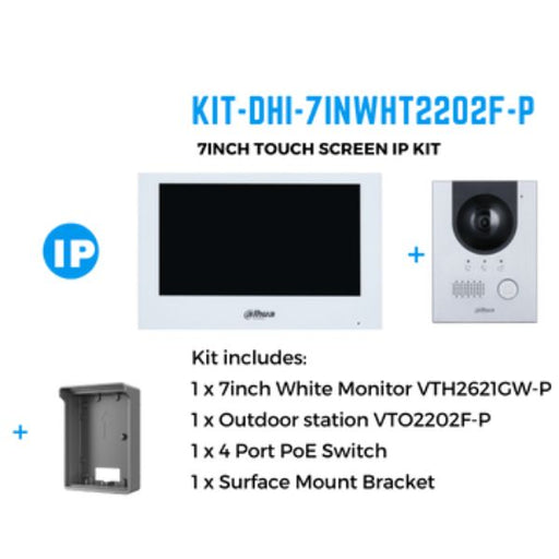 Dahua Intercom Kit, KIT-DHI-7INWHT2202F-P