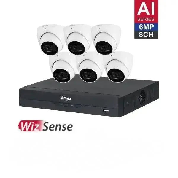 Dahua 6MP CCTV Kit 8 CH NVR, 6 X AI Turret Cameras