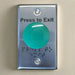 Green Press to Exit Momentary Mushroom Button, Brail Writing, IP65 S/S Plate, IP65, WEL2220BRAILLE