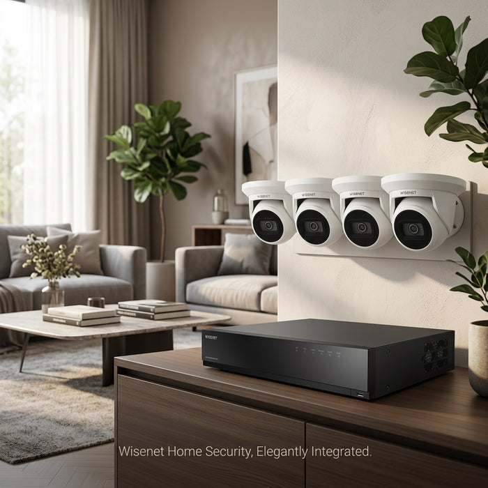 Hanwha Vision 4MP CCTV Kit – 4 Turrets, 4CH NVR & HDD Options