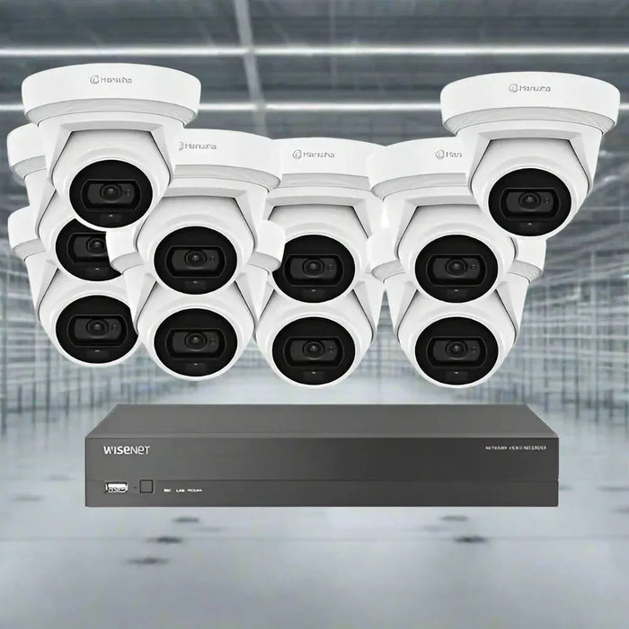 Hanwha Vision CCTV Kit, 16 Channel Network Recorder, 10 x 5MP Turret Cameras
