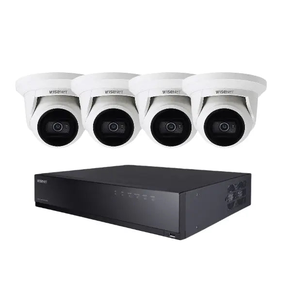 Hanwha Vision 4MP CCTV Kit – 4 Turrets, 4CH NVR & HDD Options