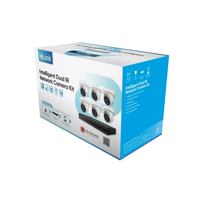 HiLook CCTV Kit,8 Channel Network Recorder, 6 x 6MP Dual IR Turret Cameras