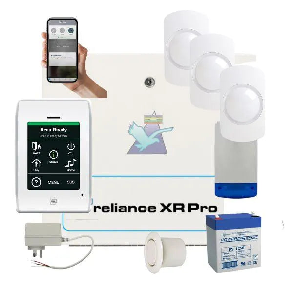 Hills Security Alarm System Reliance XRPro, Touchnav Kit with Guardall Detectors