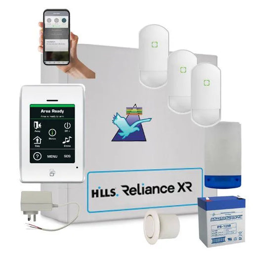 Hills Security Alarm System Reliance XR, Touchnav Kit with Optex Detectors
