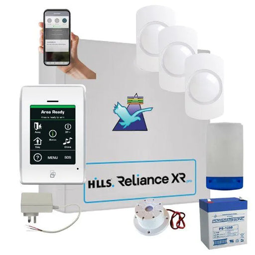 Hills Security Alarm System Reliance XR, Touchnav Kit with Guardall Detectors