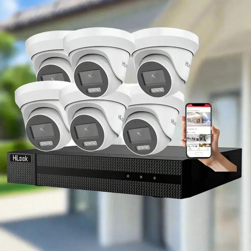 HiLook CCTV Kit,8 Channel Network Recorder, 6 x 6MP Dual IR Turret Cameras