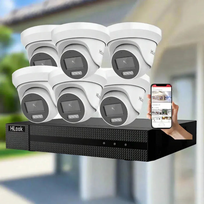 HiLook CCTV Kit,8 Channel Network Recorder, 6 x 6MP Dual IR Turret Cameras