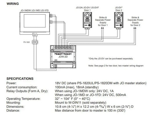 Aiphone  JOW-2D Two Door Adaptor Wiring for 2 door installation