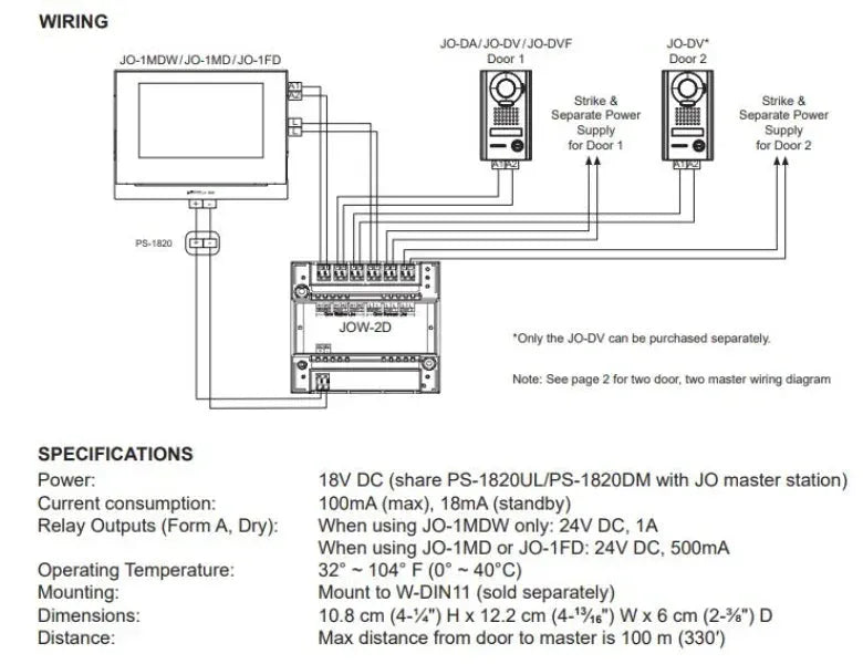 Aiphone  JOW-2D Two Door Adaptor Wiring for 2 door installation