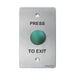 NEMESIS EVAQ SERIES PUSH BUTTON GREEN MUSHROOM HEAD ON FLAT STANDARD STAINLESS STEEL PLATE 