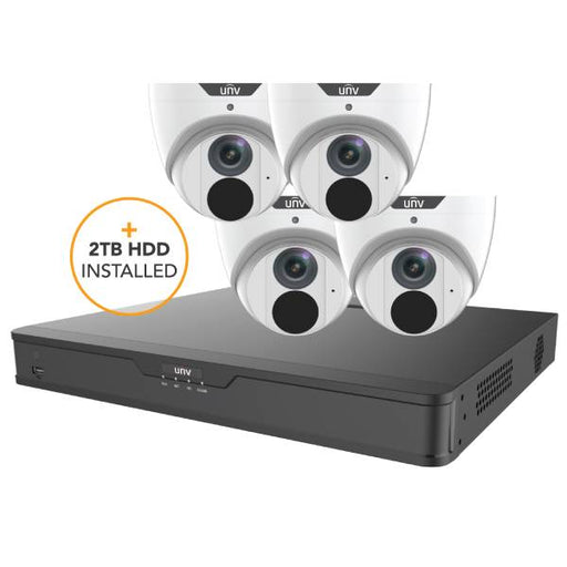 Uniview CCTV Kit, 8 Channel Network Recorder, 4 x 6MP Turret Cameras, UNVESK46T8BE-2TBWHT