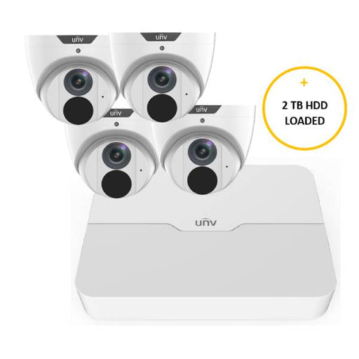 Uniview CCTV Kit, 8 Channel Network Recorder, 4 x 6MP Turret Cameras, UNVESK46T8WN-2TBLWHT