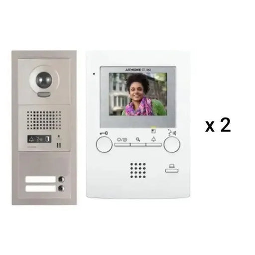 Aiphone GT-2V3 2 Apartment Multi Tenant 3.5" Video Intercom System Set(GT-1M3)