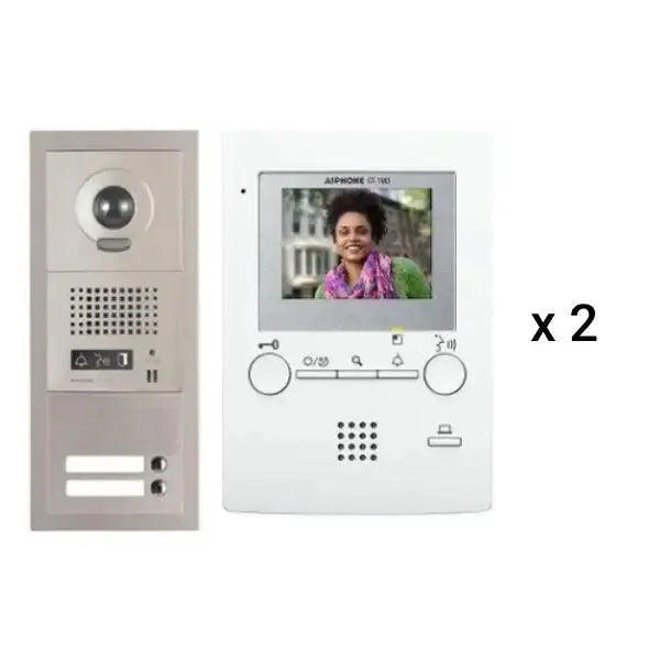 Aiphone GT-2V3 2 Apartment Multi Tenant 3.5" Video Intercom System Set(GT-1M3)