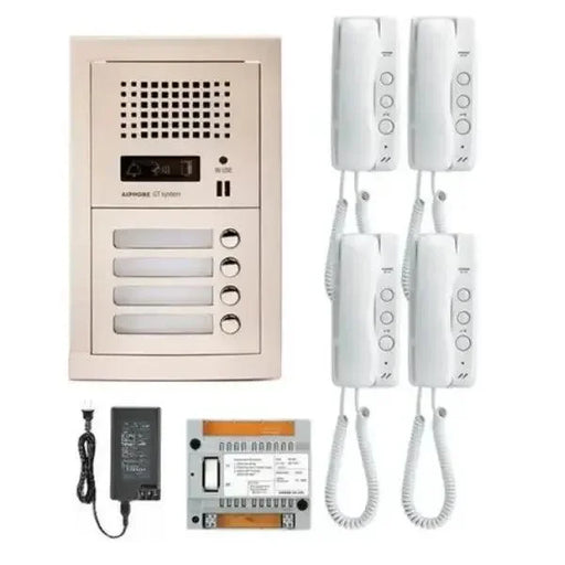 Aiphone GT-4H 4 Apartment Multi Tenant Audio Handset Intercom System Set(GT-1D)