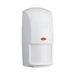 A white wall-mounted motion sensor alarm module with a small red oval indicator light, shown against a plain white background.