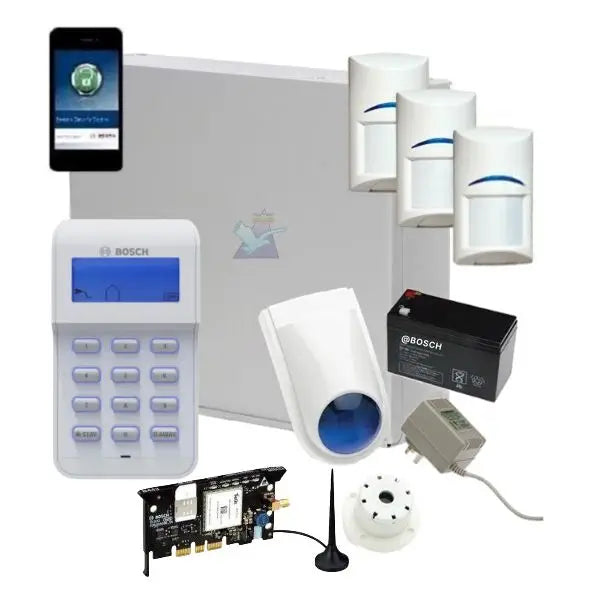 Bosch Solution 3000 Alarm System with 3 x Gen 2 Quad Detectors+ Icon Code pad+GSM Module