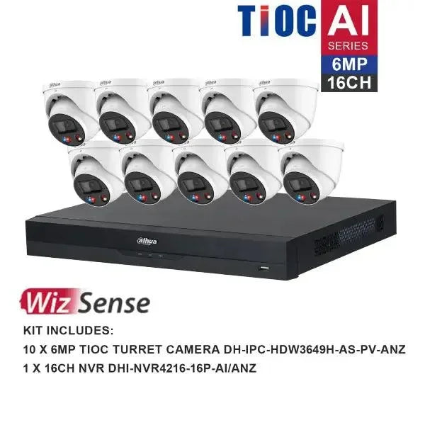 Dahua 6MP CCTV KIT 16 CH NVR, 10 X TIOC Turret Cameras
