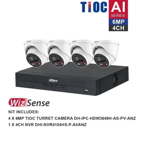 Dahua 6MP CCTV KIT 4 CH NVR, 4 X TIOC Turret Cameras
