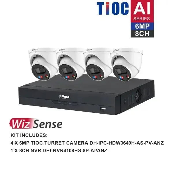 Dahua 6MP CCTV KIT 8 CH NVR, 4 X TIOC Turret Cameras